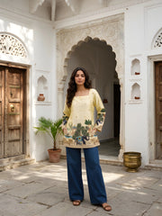 Yellow Kalamkari Print Short Kurti