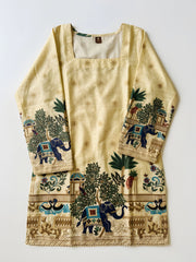 Yellow Kalamkari Print Short Kurti
