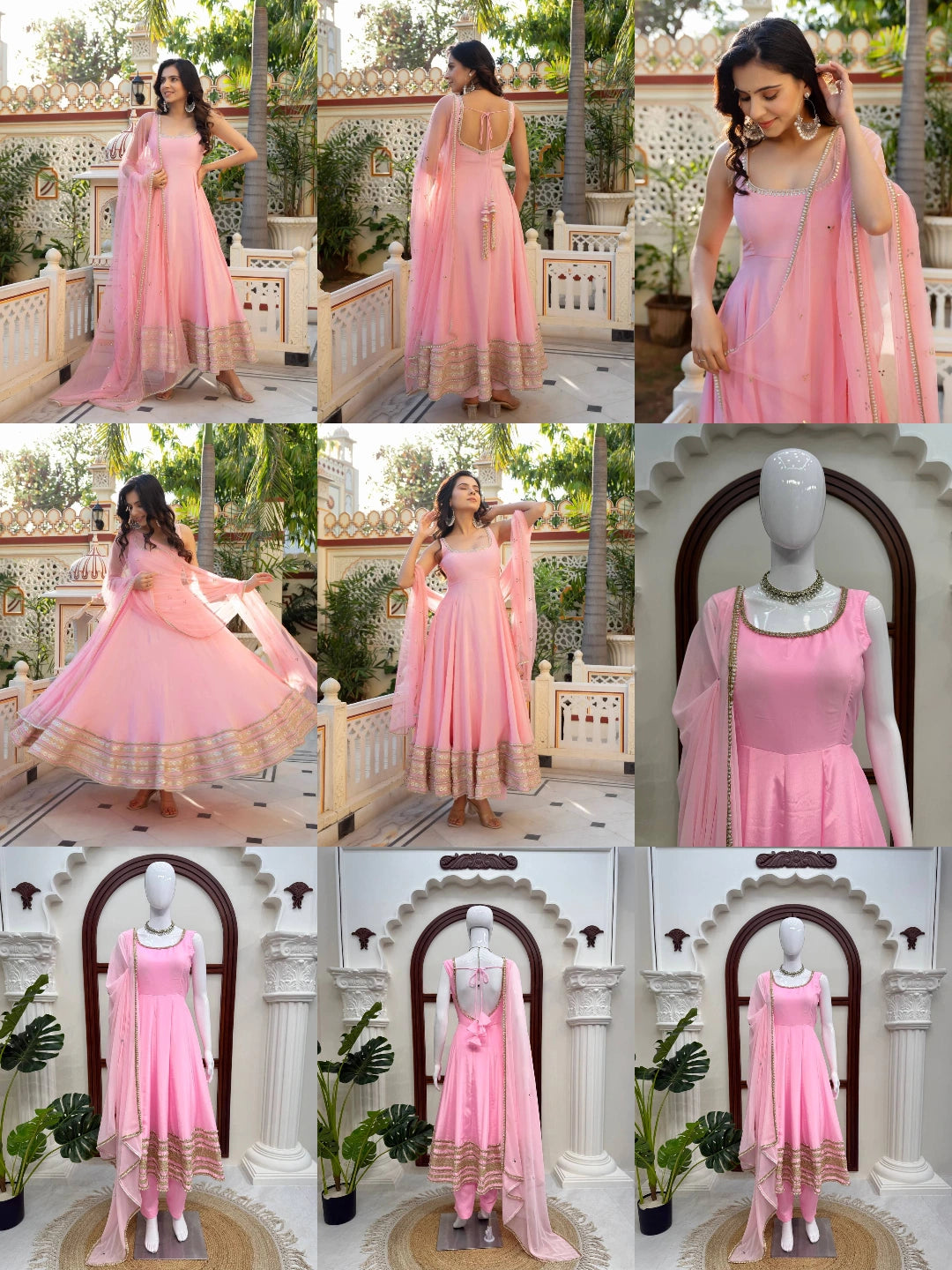 Pink Coding Dori Anarkali Suit catalog collage – Kalyanja KU295