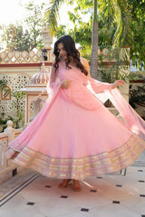 Pink Coding Dori Anarkali Suit dramatic flare twirl shot – Kalyanja KU295