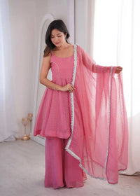 Pink Jharkhand Work Suit – Sharara, Sleeveless