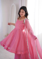 Pink Jharkhand Work Sharara Suit KU257 model candid festive shot
