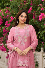 Pink Sequins Embroidered Palazzo Suit model shot 10 – Kalyanja KU301
