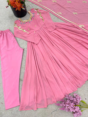 Pink Sequins Suit flatlay fabric dupatta booti detail KU268