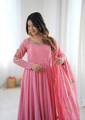 Pink Sequins Suit model full sleeve pearl detail KU268