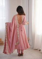 Pink Sequins Suit Sleeve Embroidery KU274 Kalyanja