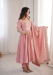 Pink Anarkali Suit Hem Detail Sequins KU274 Kalyanja