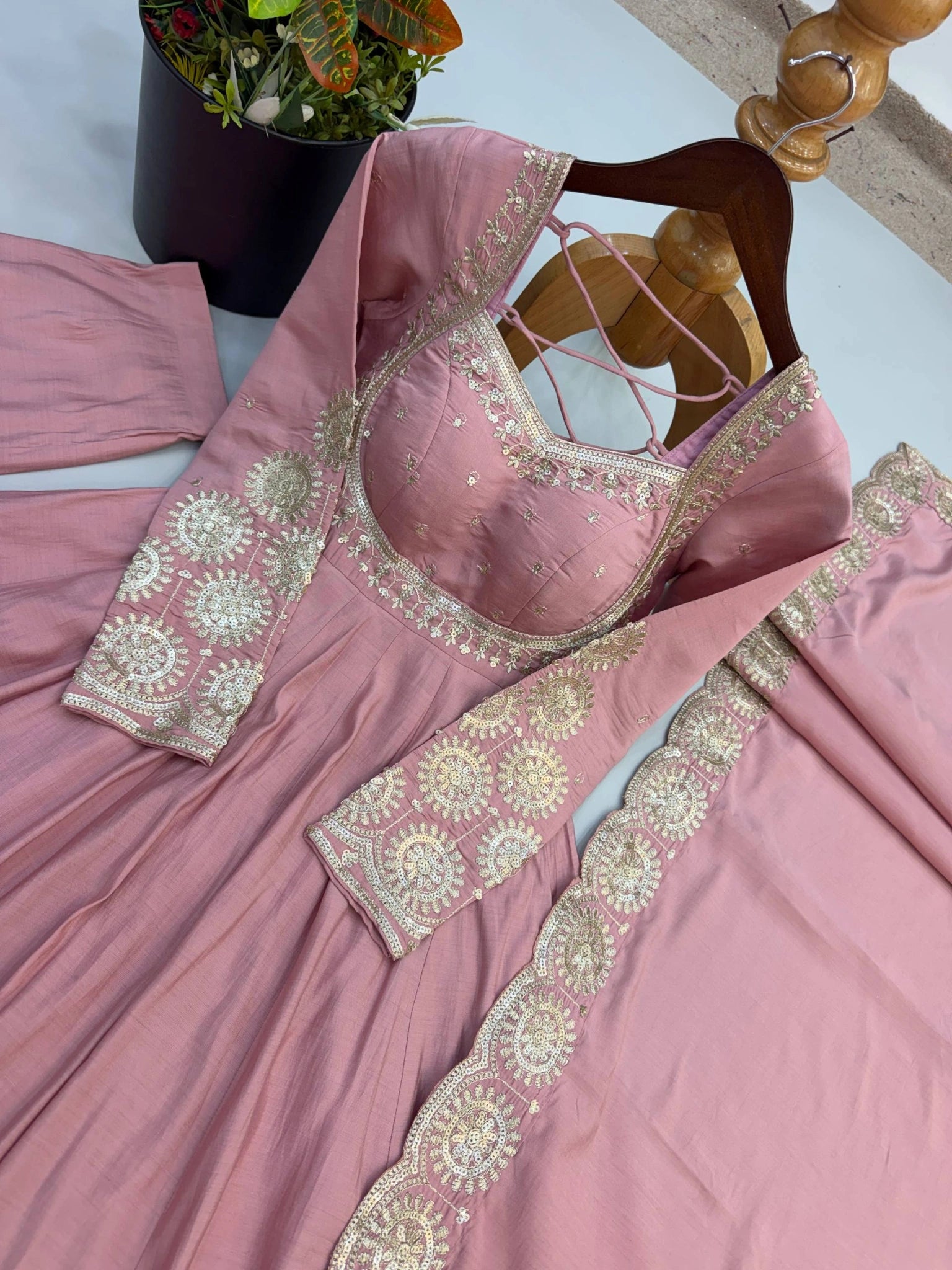 Pink Anarkali Suit All Views KU274 Kalyanja