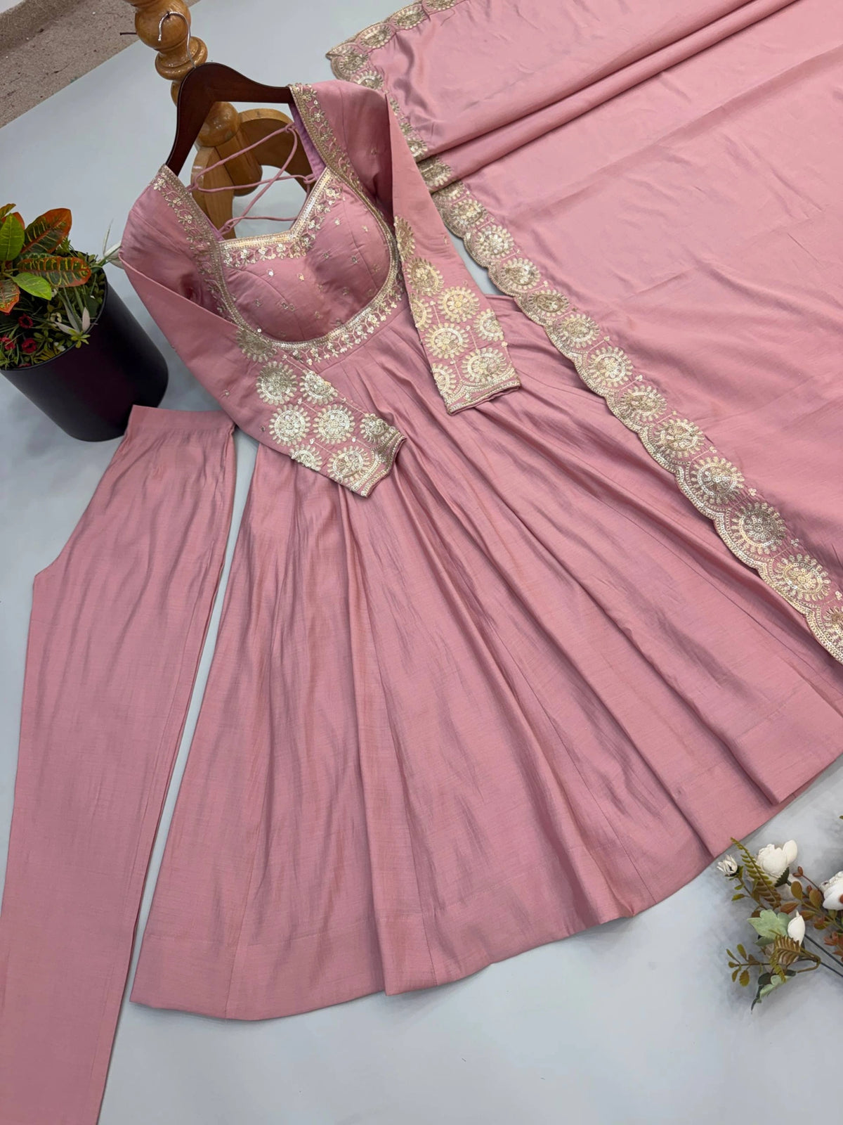 Pink Sequins Embroidered Suit Collage KU274 Kalyanja