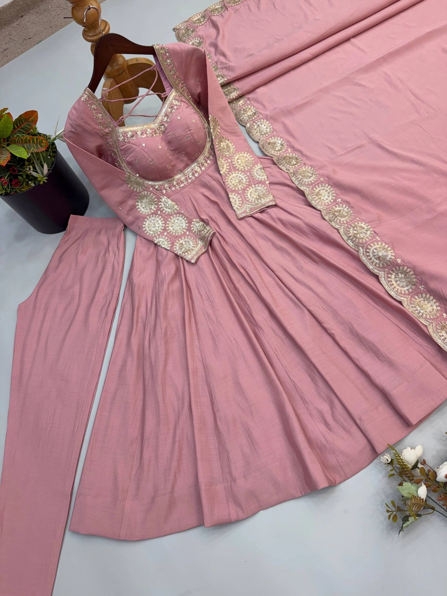 Pink Sequins Embroidered Suit Collage KU274 Kalyanja