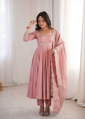Pink Anarkali Suit With Dupatta KU274 Kalyanja