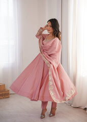 Pink Sequins Embroidered Anarkali Flare KU274 Kalyanja