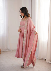 Pink Sequins Embroidered Suit Back View KU274 Kalyanja