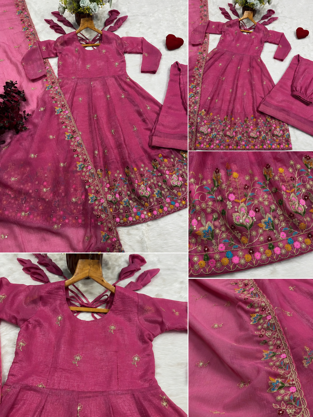 Pink Soft Crunchy Silk Blend Suit KU255 AI generated lifestyle render