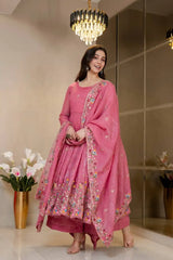 Pink A-Line Suit Kalyanja KU255 model dupatta draped festive