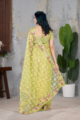 Pista Green Saree draping close-up – KS375