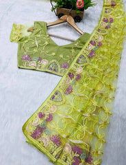 Pista Green Saree border scallop detail – KS375