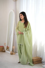 Pista green Swarovski diamond work suit - model with dupatta
