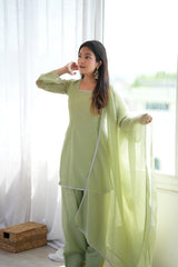 Pista green diamond work suit - flared sleeve detail
