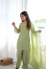 Pista green suit - dupatta flowing