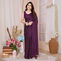 Purple Embroidery Work Rimzim Silk Saree