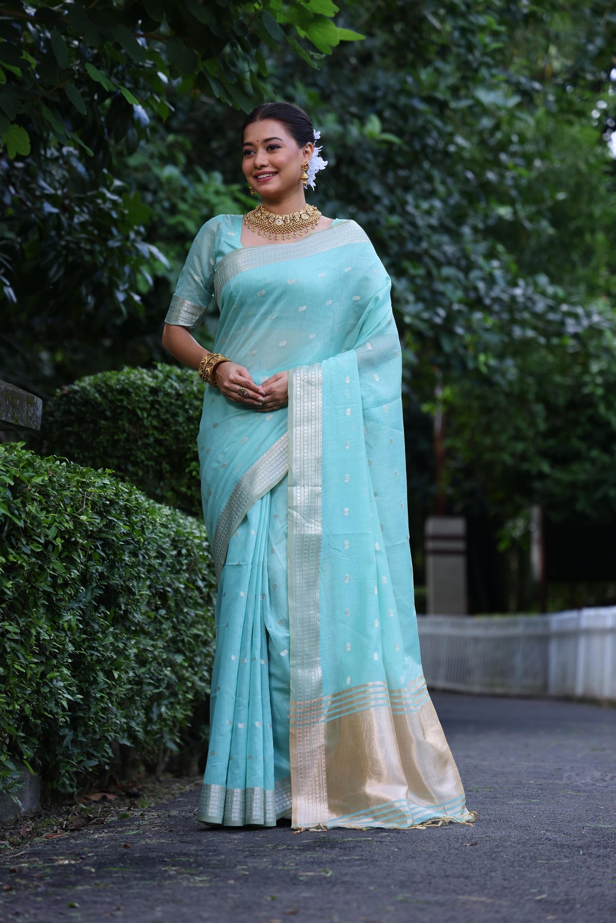 Give me seo optimized image file name and alt text for the given image and do not give file extension like".jpg" and no inverted commas take all this in consideration Design: Floral Embroidery. Color: Powerd Blue.