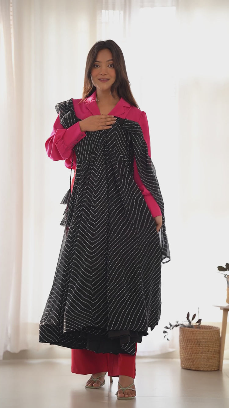 Black Laheriya Print Fox Georgette Suit