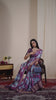 Purple Floral Print Zari Woven Border Soft Lichi Silk Saree