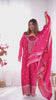 Dark Pink Zari Embroidery & Sequin Chinon Silk Suit