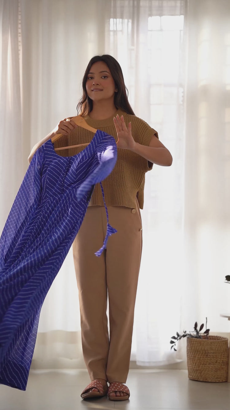 Blue Laheriya Print Fox Georgette Suit