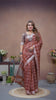 Brown Ached Weaving Soft Linen Saree