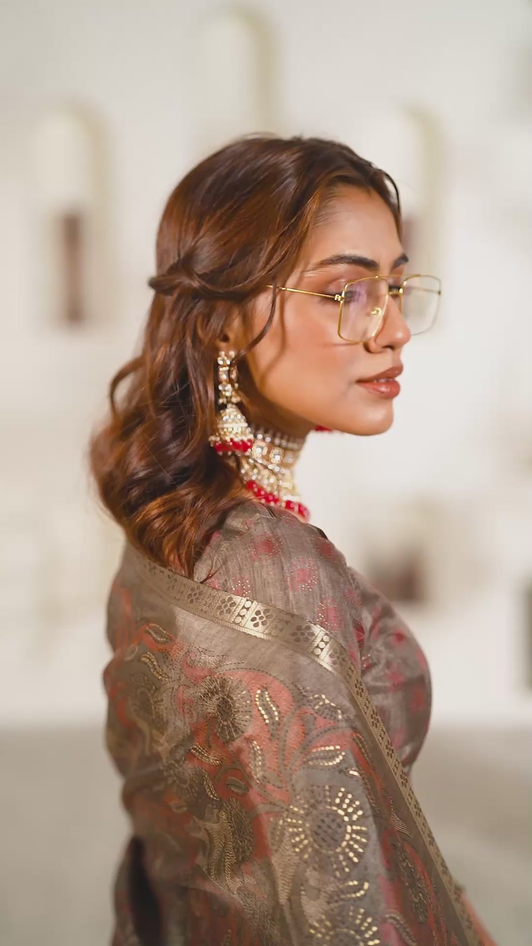 Dark Green Foli Print Soft Dola Silk Saree