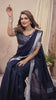 Navy Blue Zari Border Soft Linen Cotton Saree