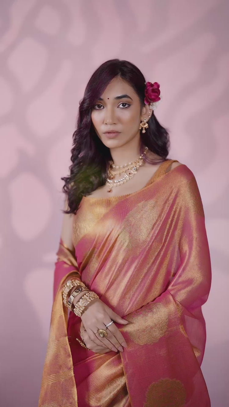Green Tissue Fancy Weaving Silk Saree