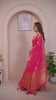 Pink-silk-saree-silver-border-floral-arch-studio