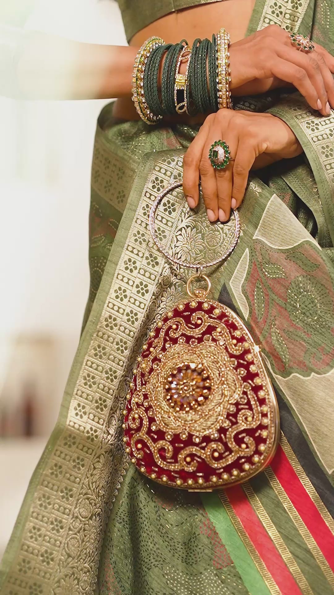 Dark Green Foli Print Soft Dola Silk Saree