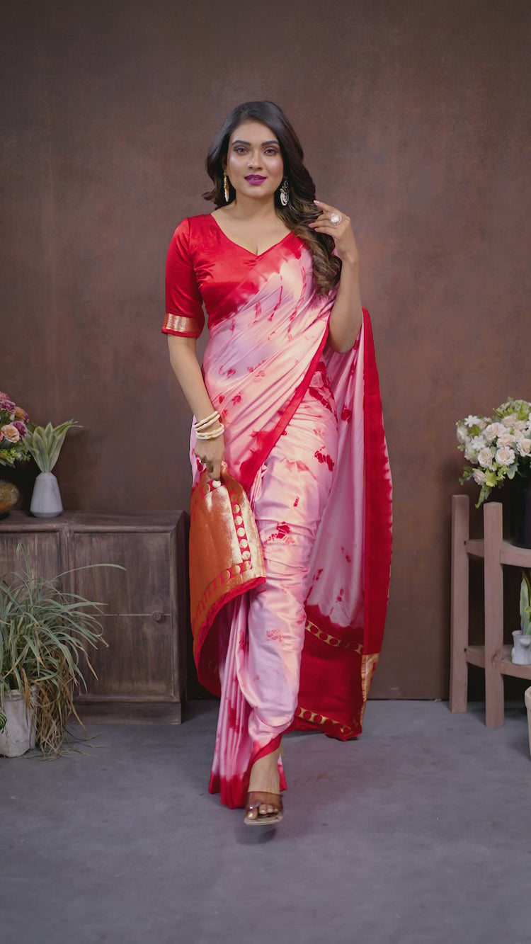 Red Sibori Work Soft Satin Silk Saree – Kalyanja

