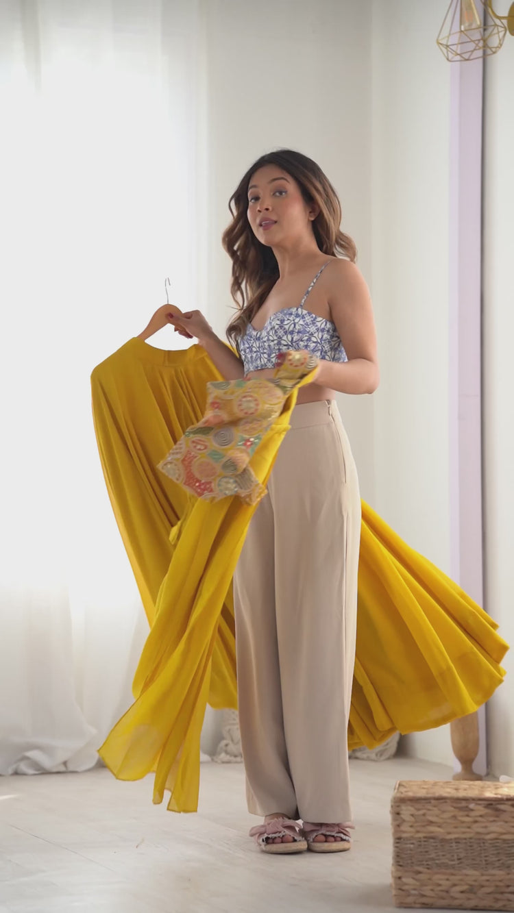 Mustard Yellow Georgette Lehenga