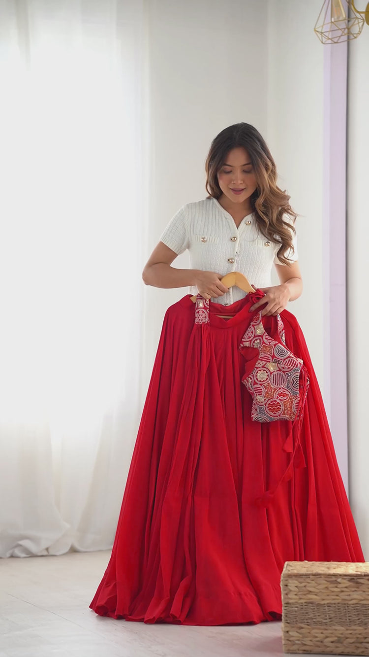 Red Georgette Lehenga