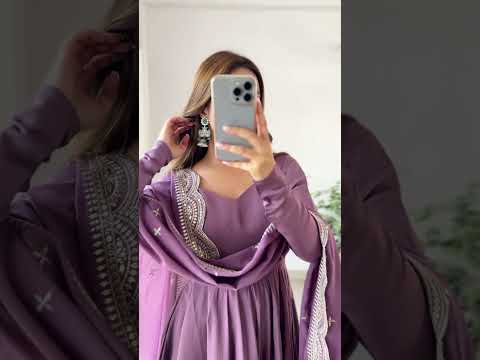 Purple Roman Silk Chanderi Suit