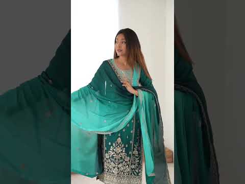 Rama Blue Shaded Chinon Silk Suit