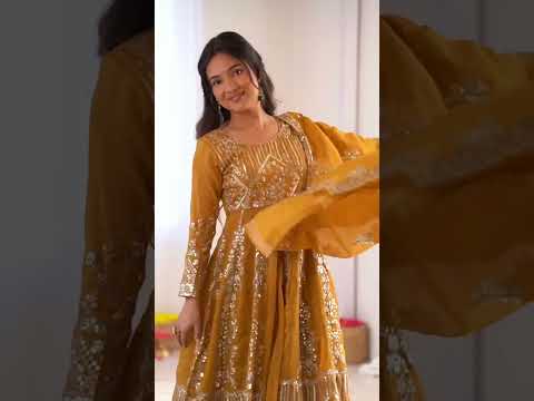 Mustard Yellow Sequins Embroidered Lehenga – Crunchy Silk Blend, 3M Flair