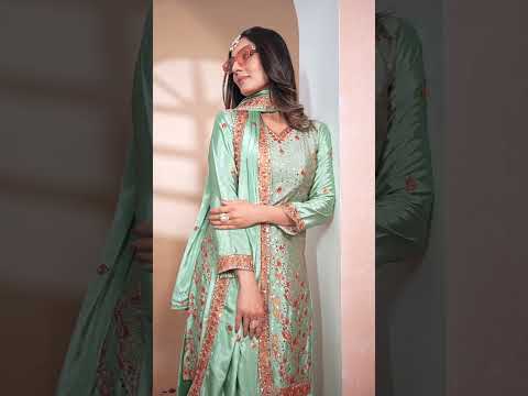 Pastel Sea Green Chinon Suit