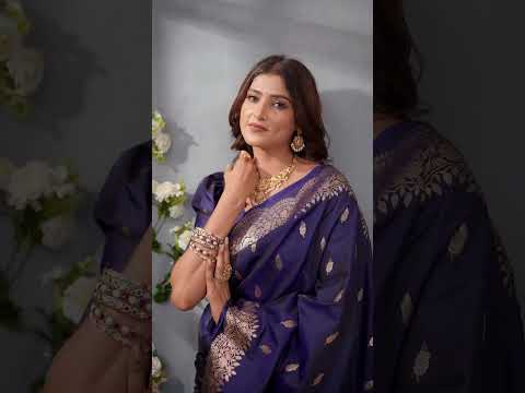 Navy Blue Banarasi Silk Saree