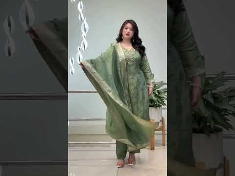 Soft Pastel Green Malay Tissue Kurti