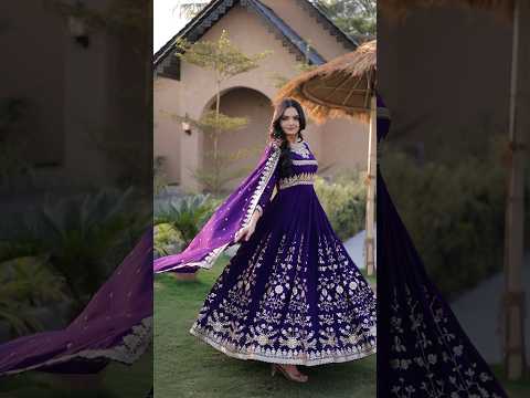 Purple Sequins Embroidered Anarkali Suit – Zari Work with Dupatta
