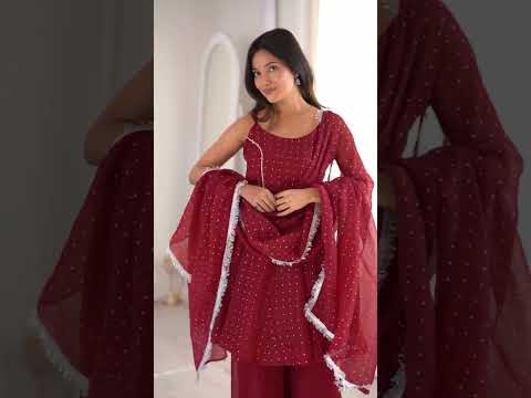 Maroon Jharkhand Work Suit – Sharara, Sleeveless