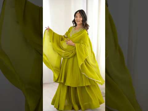 Android Green Sequins Embroidered Suit – Anarkali Palazzo Set