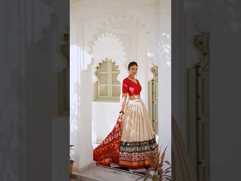Beige Tussar Silk Lehenga