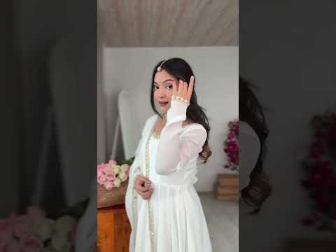 White Handwork Suit – Anarkali with Pant & Dupatta